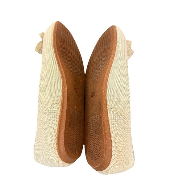 Rothy’s The Petal Square Toe Flats Metallic Beige Gold Womens Sz 9.5 Flower - Picture 8 of 11